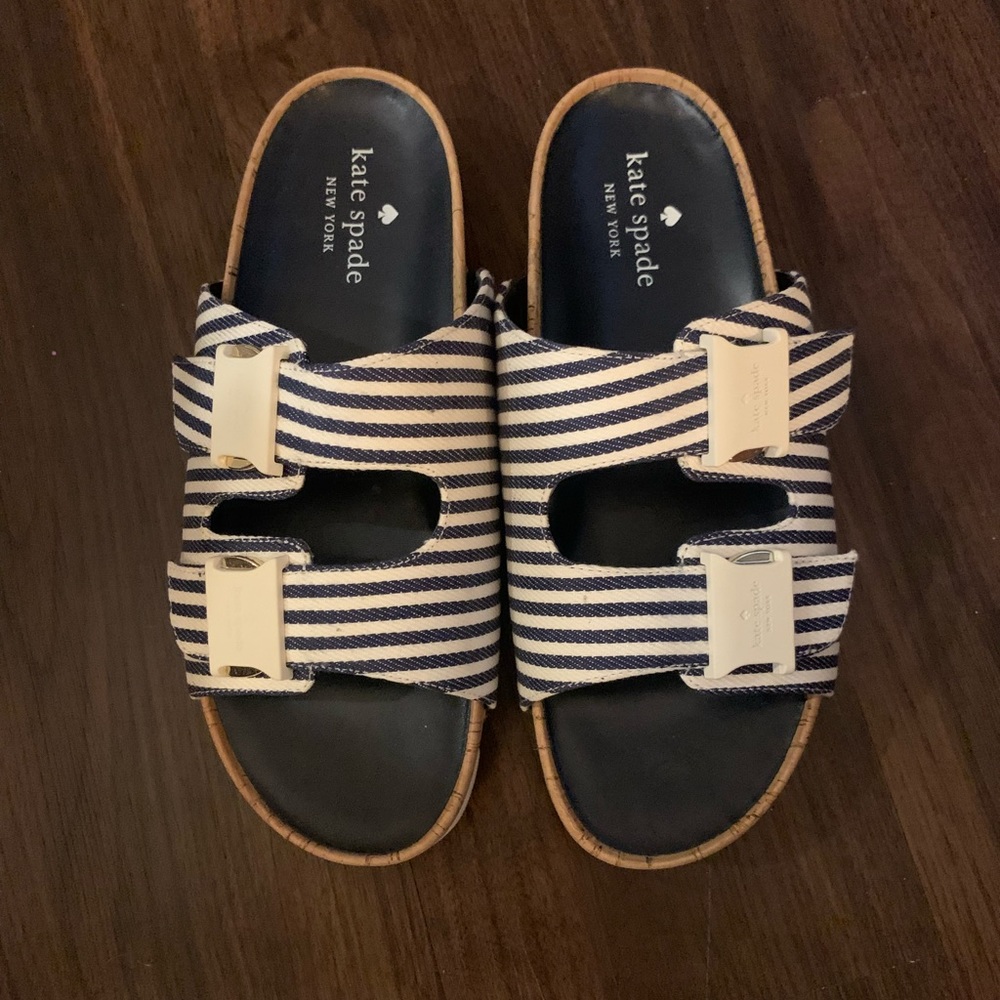 Kate Spade “Becca” sandals Sz 7 blue white striped